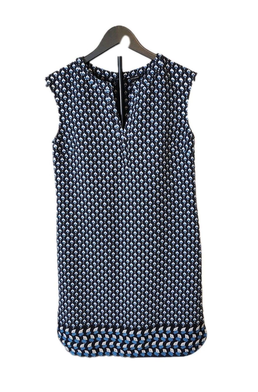 Ann Taylor Womens M Dress Black Knee Length Floral Print V Neck Sleeveless